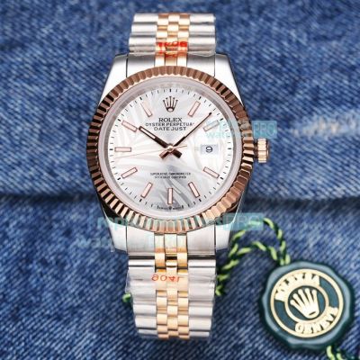 Replica Rolex Datejust Palm Dial Rolesor Silver Dial Watch 41MM